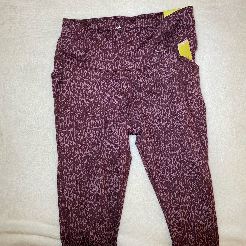 Maroon Leopard Leggings, NWT